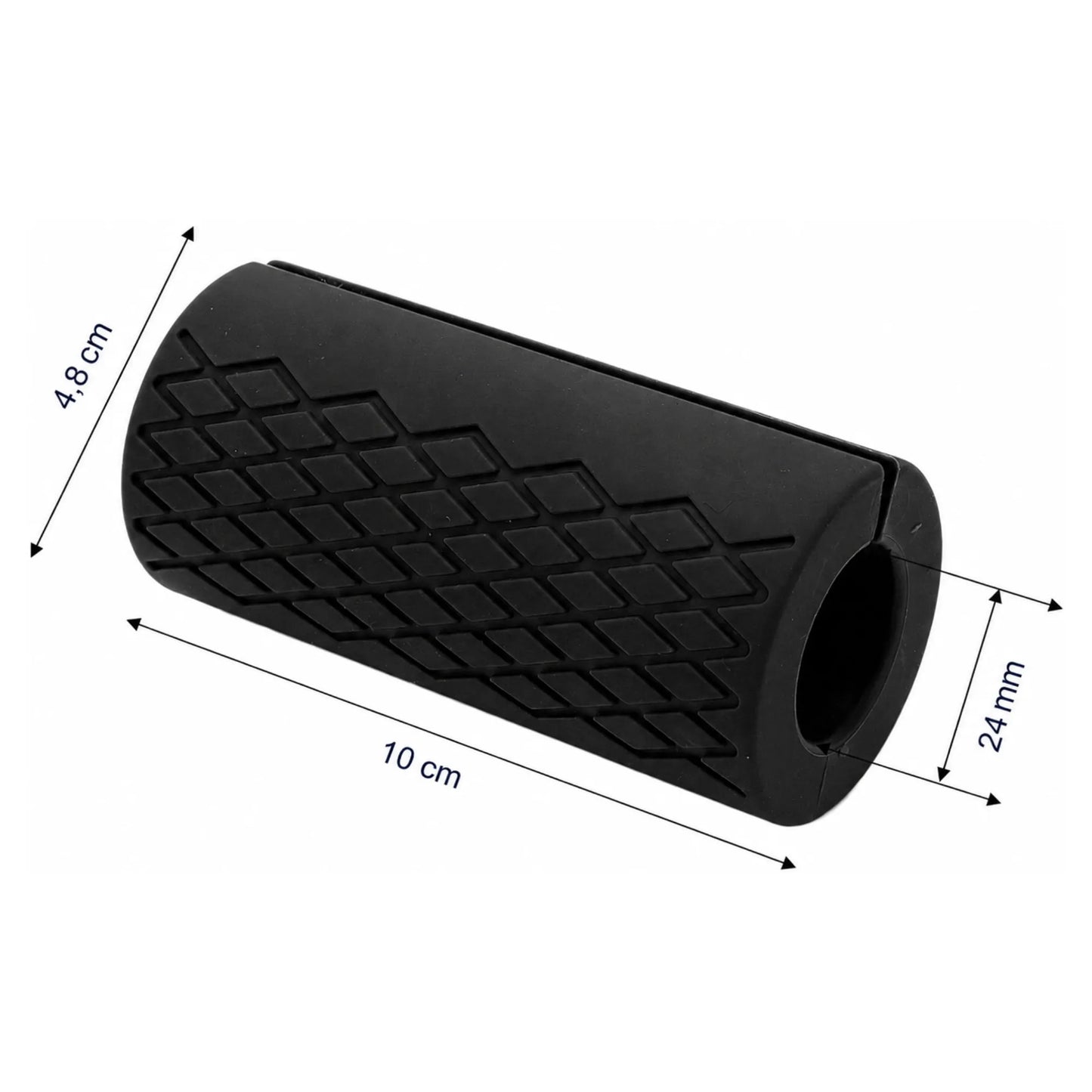 Wymiary Fat Grips – długość 10 cm, średnica zewnętrzna 4,8 cm, pasują do gryfów o średnicy 24 mm
