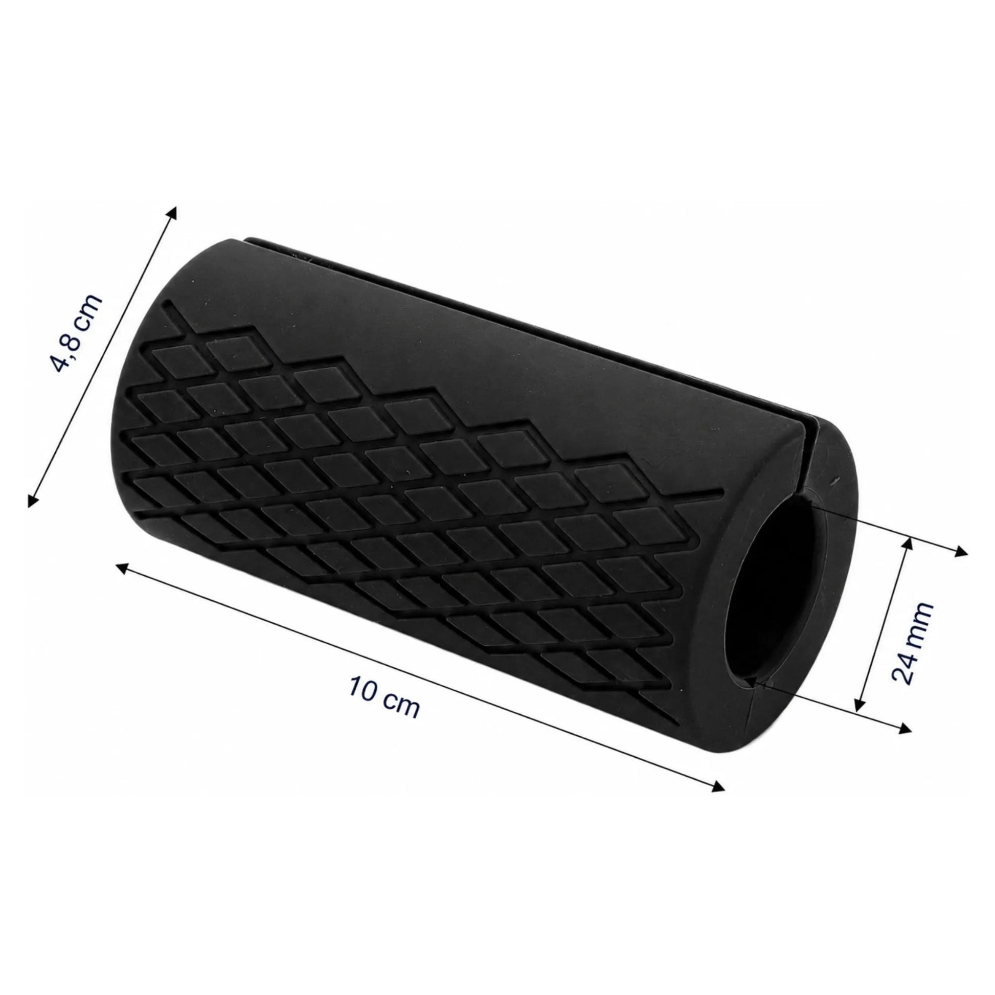 Wymiary Fat Grips – długość 10 cm, średnica zewnętrzna 4,8 cm, pasują do gryfów o średnicy 24 mm